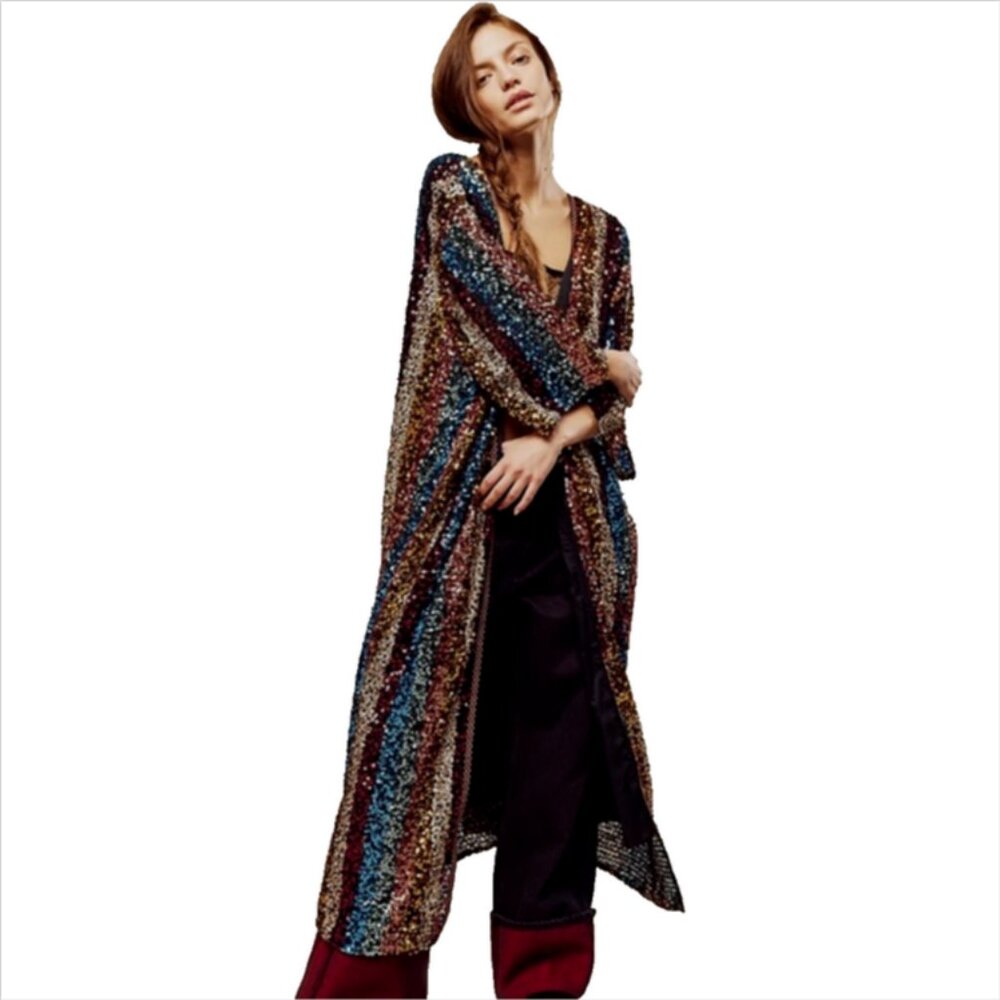 Free People Sequin Prism Kimono